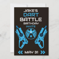 Boys Birthday Party Invitation Dart Wars