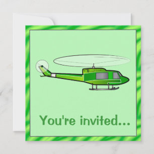 Boy's Birthday Party invitation with Helicopter
