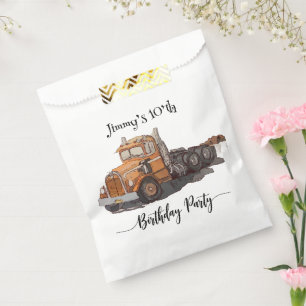 Boys Birthday Party Orange Semi Truck Favour Bags