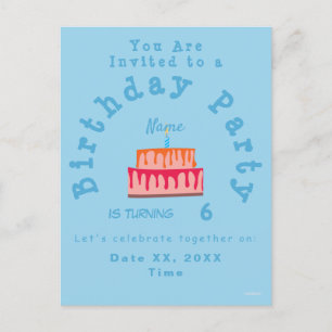 Boy's Birthday Party Postcard Invitation HAMbyWG