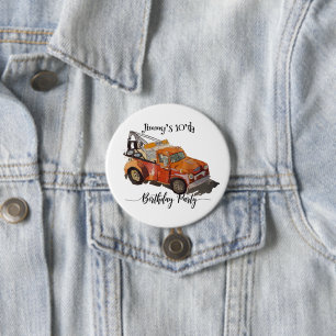 Boys Birthday Party with Wrecker 7.5 Cm Round Badge
