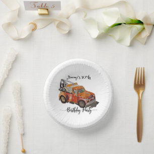 Boys birthday party with wrecker paper plate