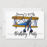 Boys birthday party with yellow and blue biplane