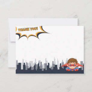 Boy's Birthday Superhero Party - Thank You Card