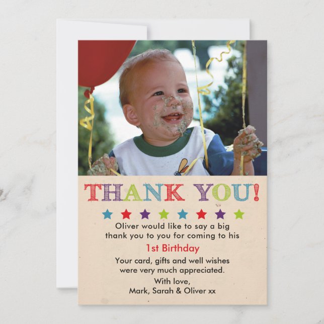 Boys birthday thank you card (Front)