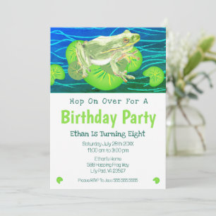 Boy's Birthday Watercolor Frog  Invitation