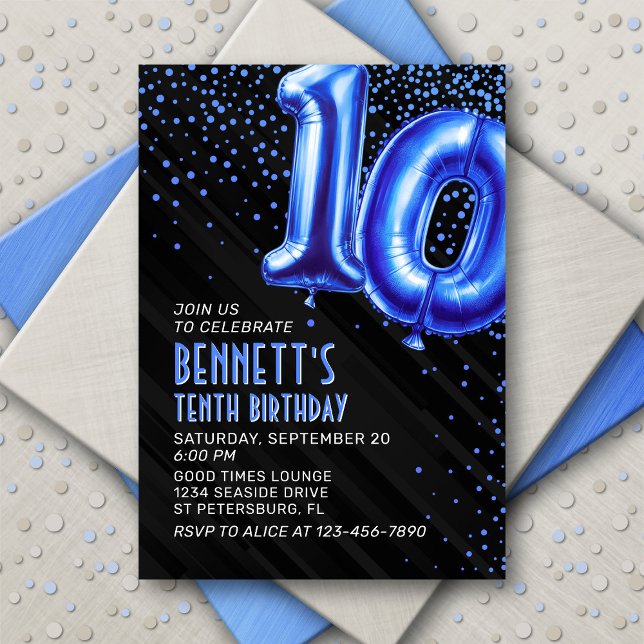 Boys Blue 10th Birthday Invitation (Creator Uploaded)