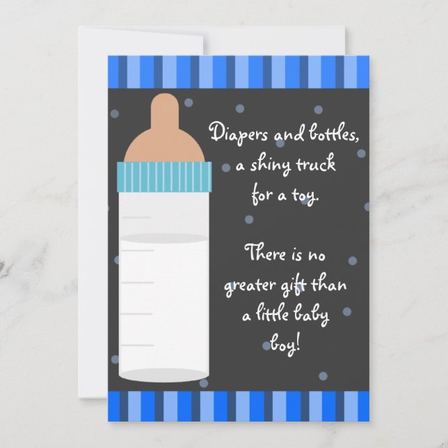 Boys Blue Baby Bottle Baby Shower Invitations (Front)