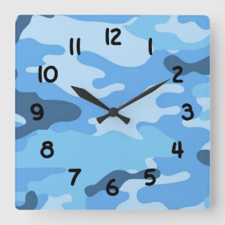Boys Blue camo camouflage wall clock