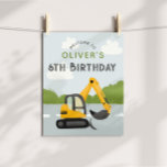 Boys Blue Construction Kids Birthday Welcome Sign<br><div class="desc">This cute and modern construction-themed kids birthday welcome sign design features a blue building cartoon design,  with a digger on a road. The poster can be personalised with your boys name and age. The perfect addition to your child's digger birthday party.</div>