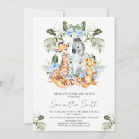 Boys Blue Floral Safari Wild One Baby Shower