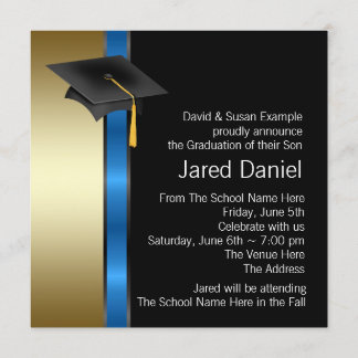 Boys Blue Gold Graduation Announcements