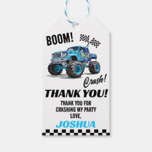 Boys Blue Monster Truck Birthday Gift Tags