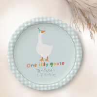 Boys Blue One Silly Goose 1st Birthday