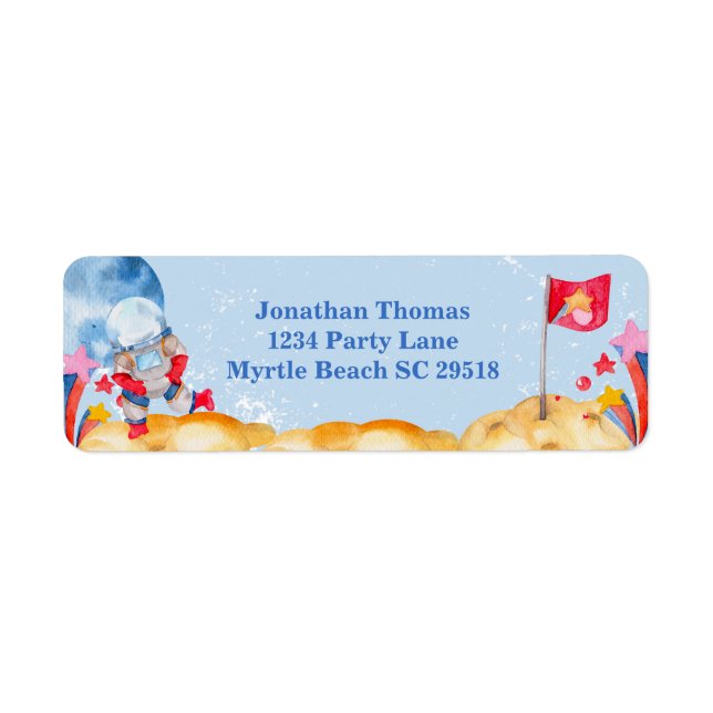 Boys Blue Outerspace Astronaut Birthday Party    (Front)