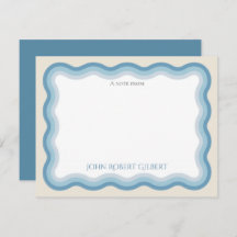 Boys Blue Personalised Note Card Flat Stationery