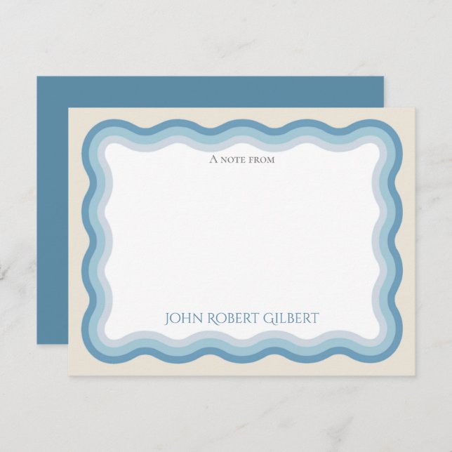 Boys Blue Personalised Note Card Flat Stationery (Front/Back)
