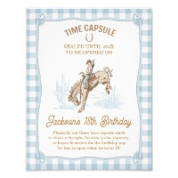 Boys Blue Plaid Cowboy 1st Rodeo Time Capsule Sign