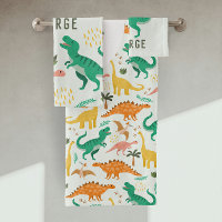 Boys Blue T-Rex Jungle Dinosaur Monogram Kids