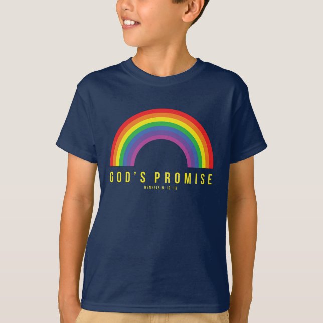 Boy's Blue T-Shirt Rainbow God's Promise (Front)