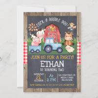 Boys Blue Tractor Chalkboard Farm Birthday