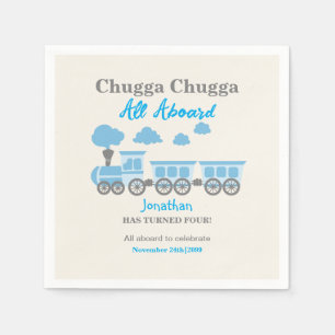Boys Blue Train Any Age Birthday Party Napkin