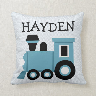 Boys Blue Train  Pillow