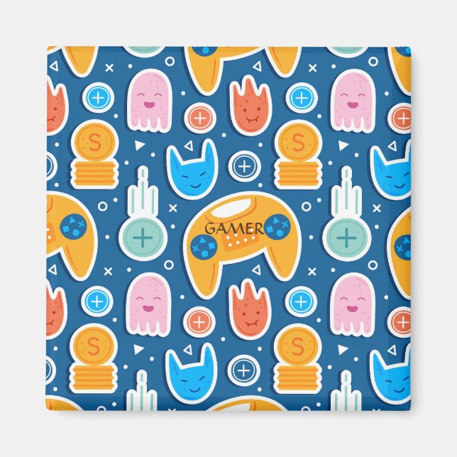 Boys Blue Video Game Controller Pattern Magnet (Front)