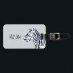 Boy's Blue Watercolor Zebra Safari and Kids Name Luggage Tag<br><div class="desc">This adorable and cool boy's luggage features a blue watercolor zebra, and has place for you to add your child or baby's name, as well as a contact number and email address. Perfect for your baby's first vacation or for any zebra lover! Check out the rest of our collection for...</div>