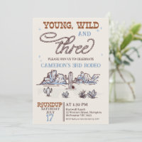 Boys Blue Western Young Wild Three 3rd Birthday