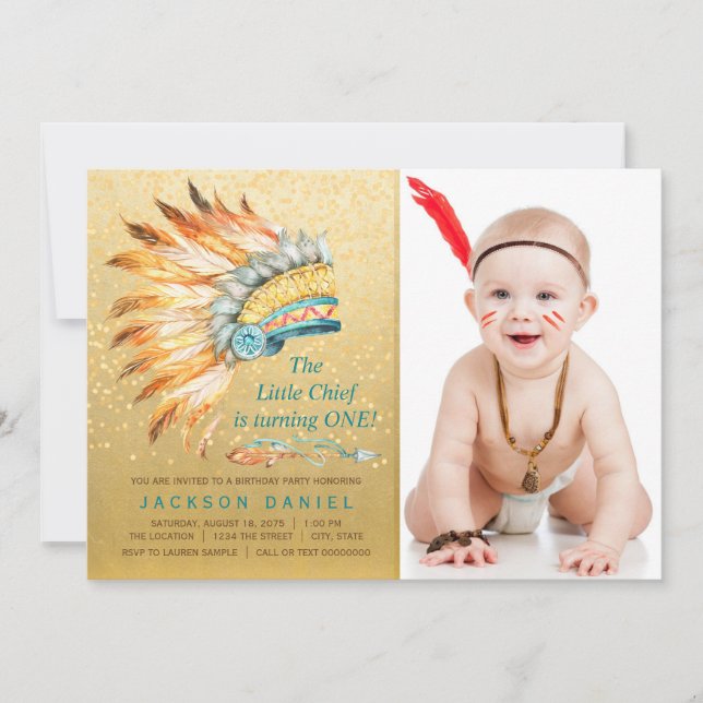 Boys Boho Birthday Party Tribal Invitation (Front)