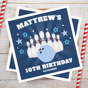 Boy's Bowling Birthday Party  Napkin