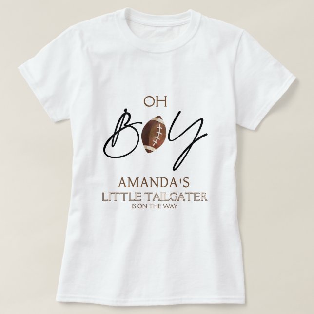 Boys Brown Football Baby Shower  T-Shirt (Design Front)