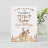 Boys Brown Western Cowboy First Rodeo 1st Birthday