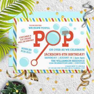 Boy's Bubble Party Birthday Invitation