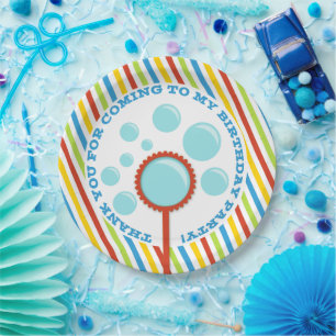 Boy's Bubble Party Birthday Paper Plate