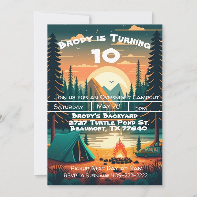 Boys Camping Adventure Birthday Invitation (Front)