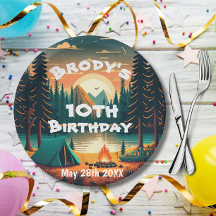 Boys Camping Adventure Birthday  Paper Plate