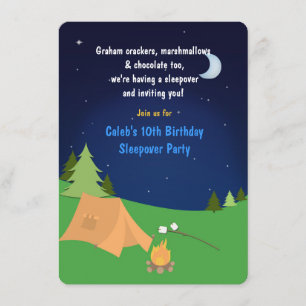 Boys Camping Sleepover Birthday Party Invitation