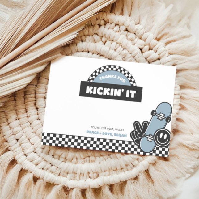 Boys' Chequered Skateboard Groovy Rad Birthday Thank You Card (Creator Uploaded)