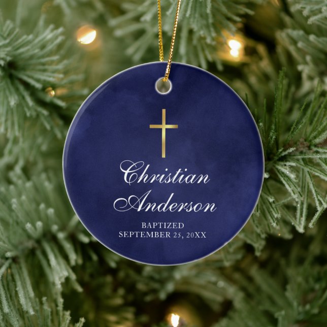 Boys Christening Baptism Blue Ceramic Tree Decoration (Tree)