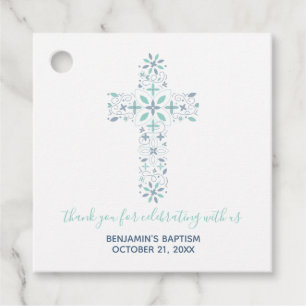 Boy's Christening, Baptism Thank You Religious Favour Tags
