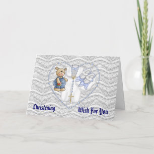 Boys Christening Bear Card