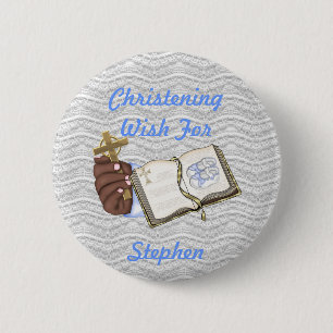 Boys Christenings Book 6 Cm Round Badge