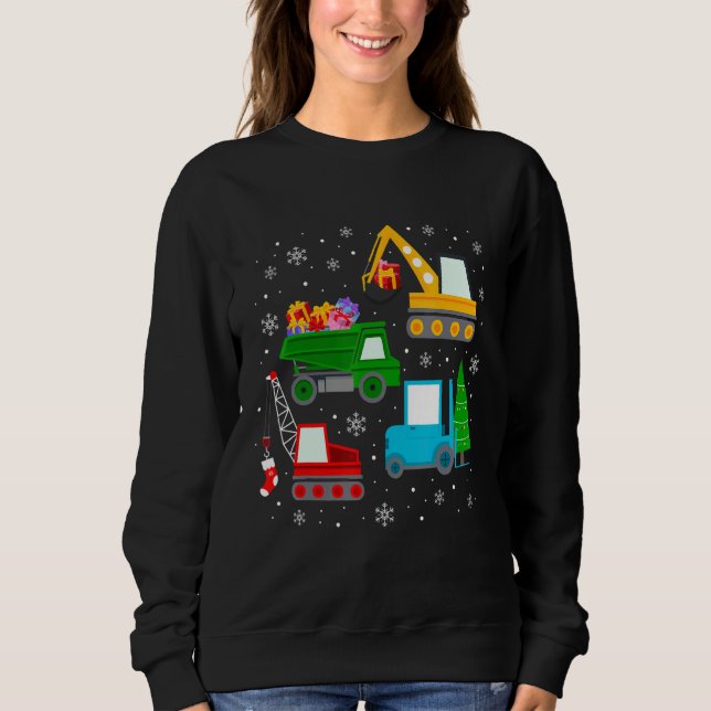 Boys Christmas  Kids Toddler Construction Vehicles Sweatshirt (Front)