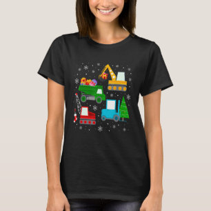 Boys Christmas Kids Toddler Construction Vehicles T-Shirt
