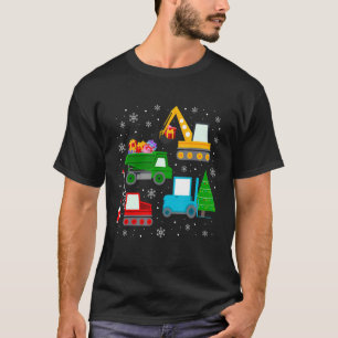 Boys Christmas Kids Toddler Construction Vehicles T-Shirt