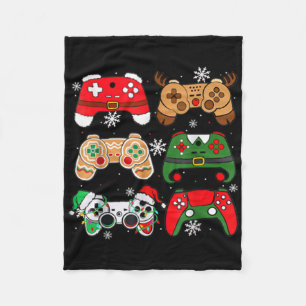 Boys Christmas Shirt Santa Elf Gaming Controllers  Fleece Blanket