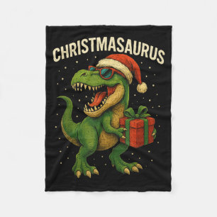 Boys Christmasaurus Christmas Dinosaur Dino Family Fleece Blanket