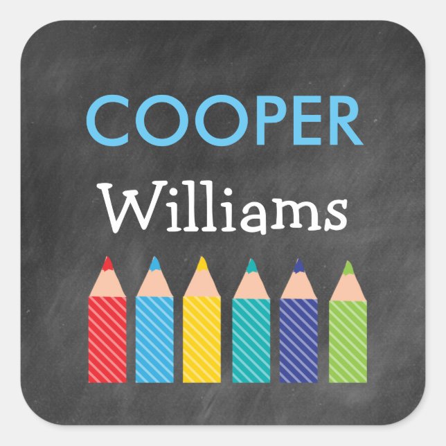 Boy's Colourful Pencils Back to School Stickers (Front)
